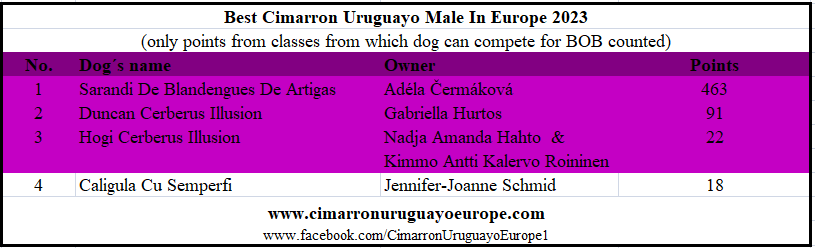 Best Cimarron Uruguayo in Europe 2023 Male